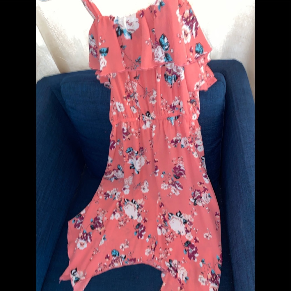 Floral print overlapping dress